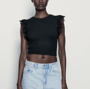 ZARA TEXTURED RUFFLED TOP